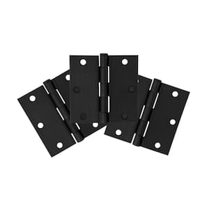 3-1/2 in. x 1/4 in. Radius Matte Black Door Hinge Value Pack (3 per Pack)