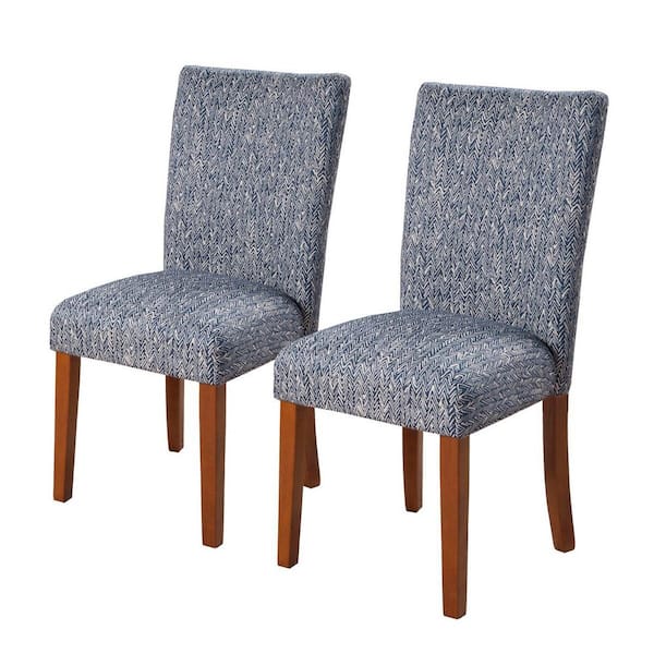 Homepop Parsons Blue and Cream Upholstered Dining Chair (Set of 2)
