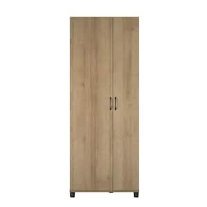 Lonn 28.62 in. W x 74.26 in. H x 15.4 in. D 7-Shelf Freestanding Asymmetrical Cabinet in Natural