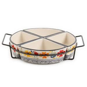 Luxembourg 5-Piece Divided Serving Dish Set with Metal Rack