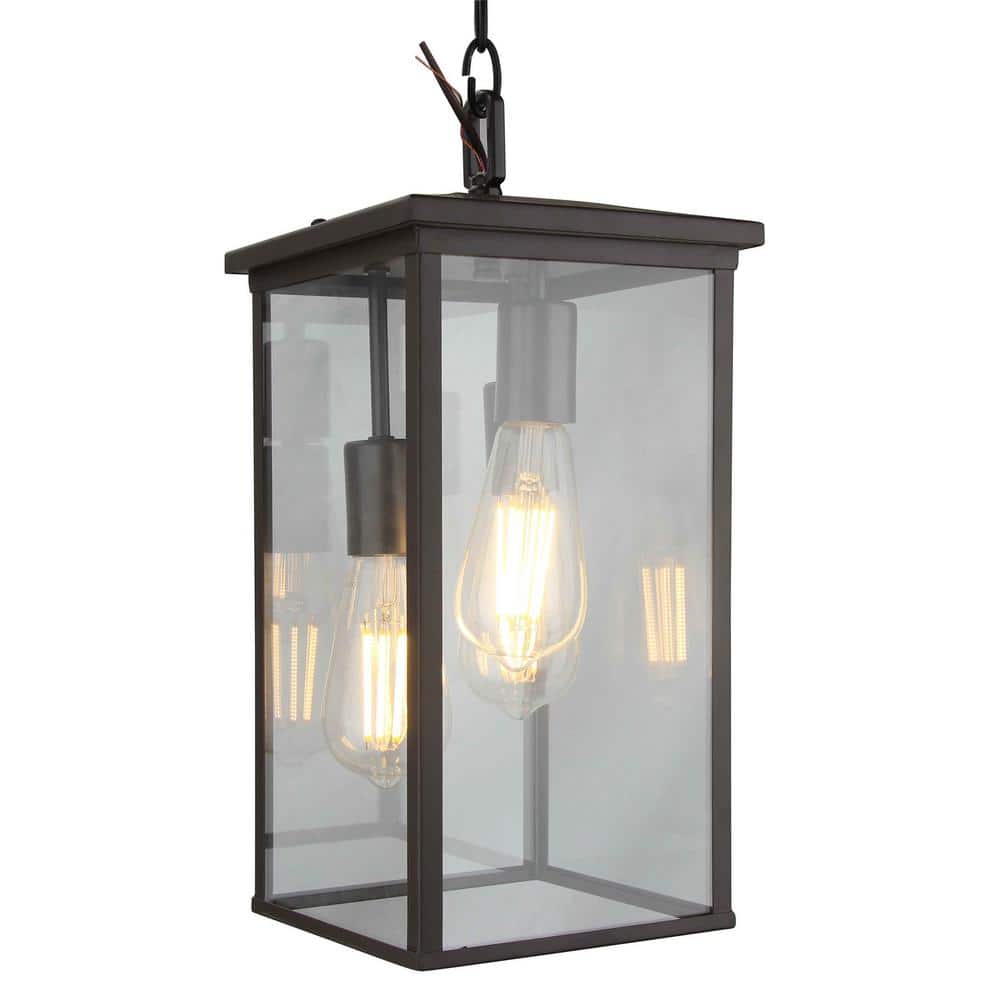 Large 3-Light Bronze Outdoor Pendant Light