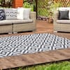 Nuu Garden Blue and White 5 ft. Round Moroccan Polypropylene Waterproof  Fade Resistant Indoor/Outdoor Area Rug SO04-01 - The Home Depot