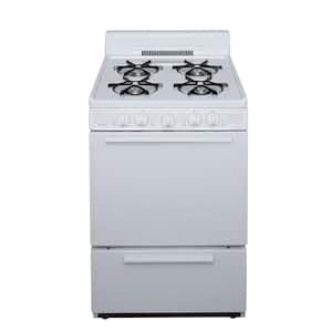 24 in. 2.97 cu. ft. Battery Spark Ignition Gas Range in White