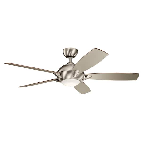 KICHLER Geno 54 in. Indoor Brushed Stainless Steel Downrod Mount Ceiling Fan with Integrated LED with Remote Control Included