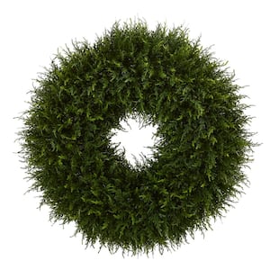 32 in. Indoor Giant Cedar Artificial Wreath