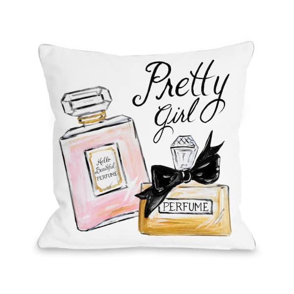 Unbranded Pretty Girl Perfume Multicolored Graphic Polyester 16 in. x 16 in. Throw Pillow