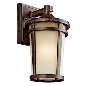 Atwood 11 in. 1-Light Brownst1 Outdoor Hardwired Wall Lantern Sconce with No Bulbs Included (1-Pack)