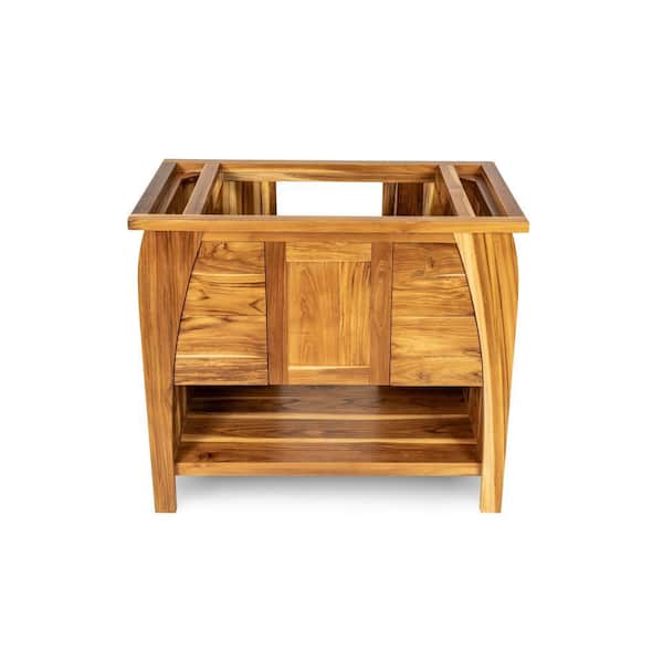 Tranquility 36 in. L Teak Vanity Cabinet Only in Natural Teak