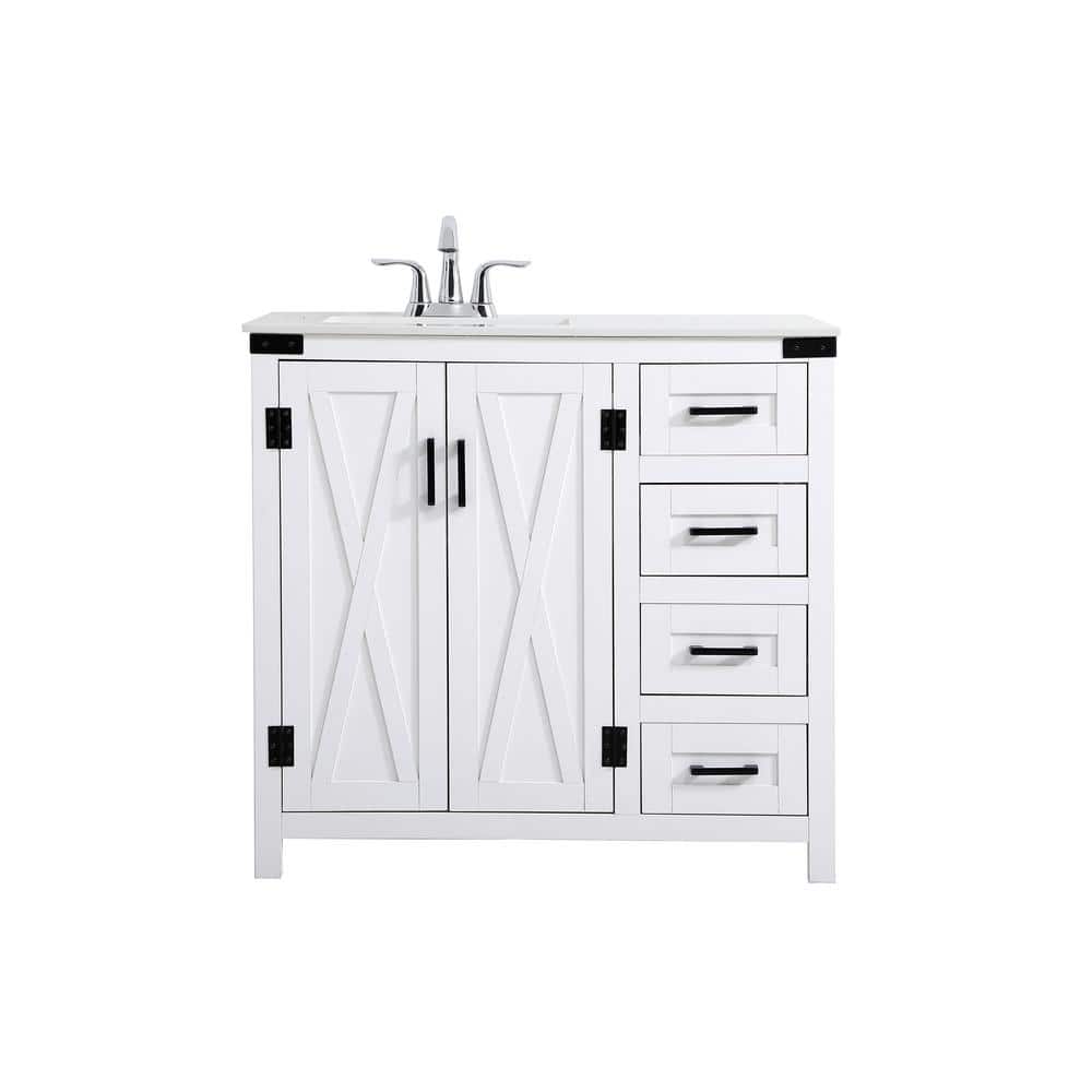 Simply Living 36 in. W x 19 in. D x 34 in. H Bath Vanity in White with Ivor
