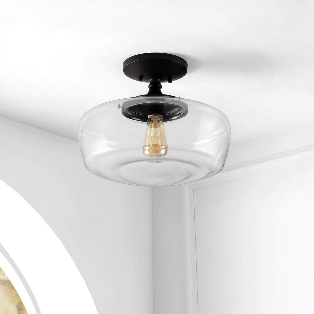 Marfa 17" Glass & Bronze Farmhouse LED Ceiling Light