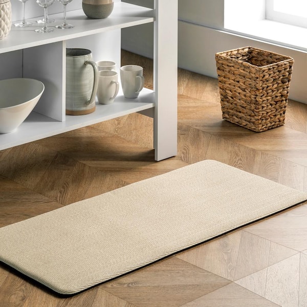 Casual Braided Anti Fatigue Kitchen or Laundry Room Ivory 20 in. x 42 in. Indoor Comfort Mat