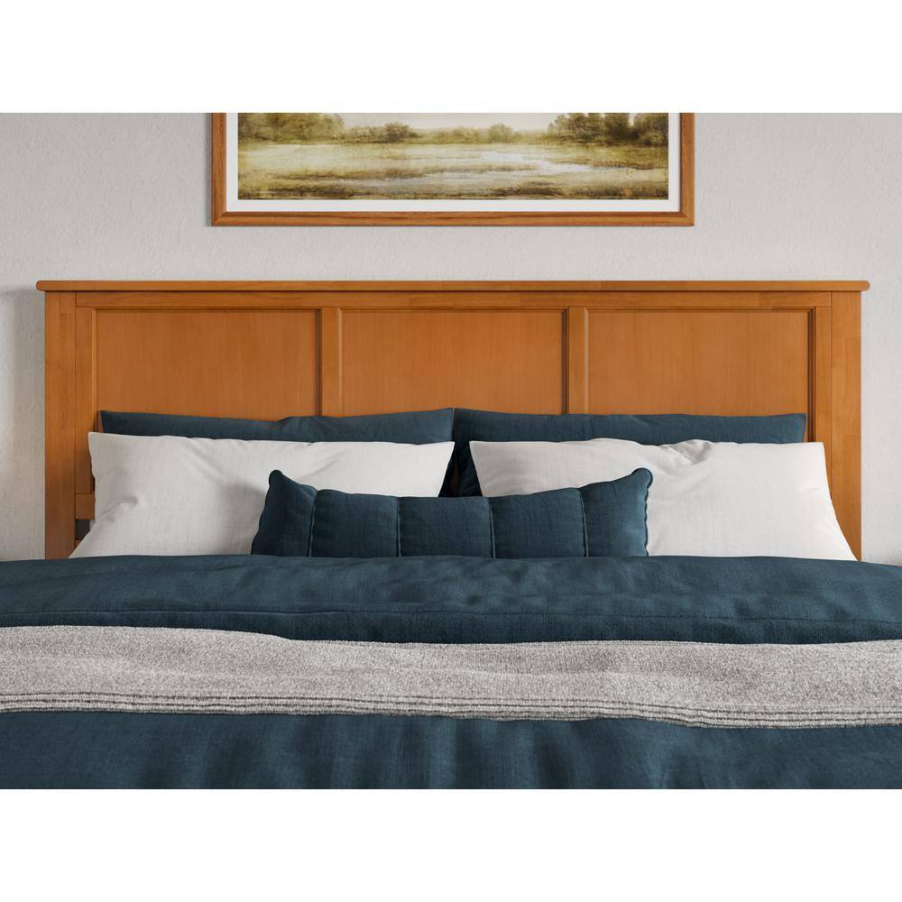 Charlotte King Light Toffee Wood Platform Bed with Headboard