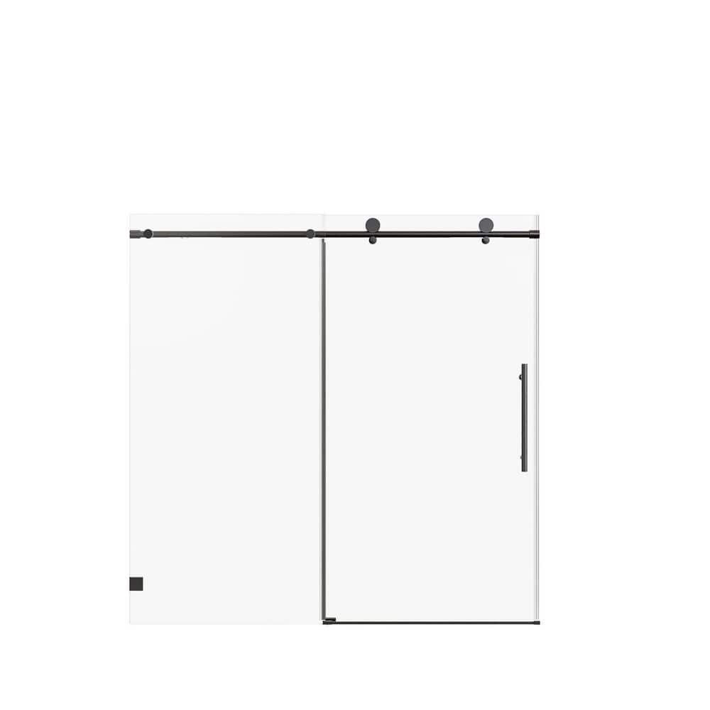 60 in. W x 60 in. H Single Sliding Frameless 5/16 in. SGCC Clear Tempered Glass Soft-Close Shower Door in Matte Black price history on PriceWatchPro