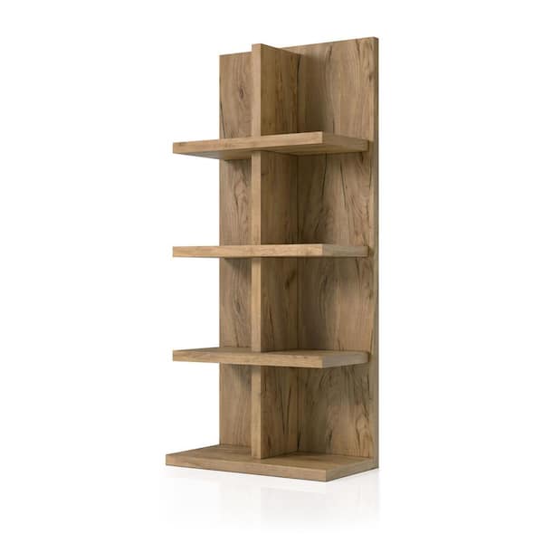 Ankey 70.87 in. Tall Light Oak 4-Shelves Standard Bookcase