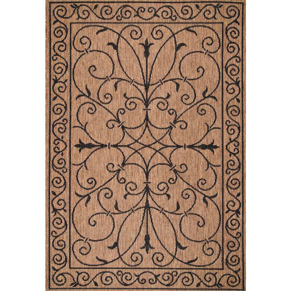nuLOOM Kiah Medallion Brown 5 ft. x 8 ft. Indoor/Outdoor Patio Area Rug ...