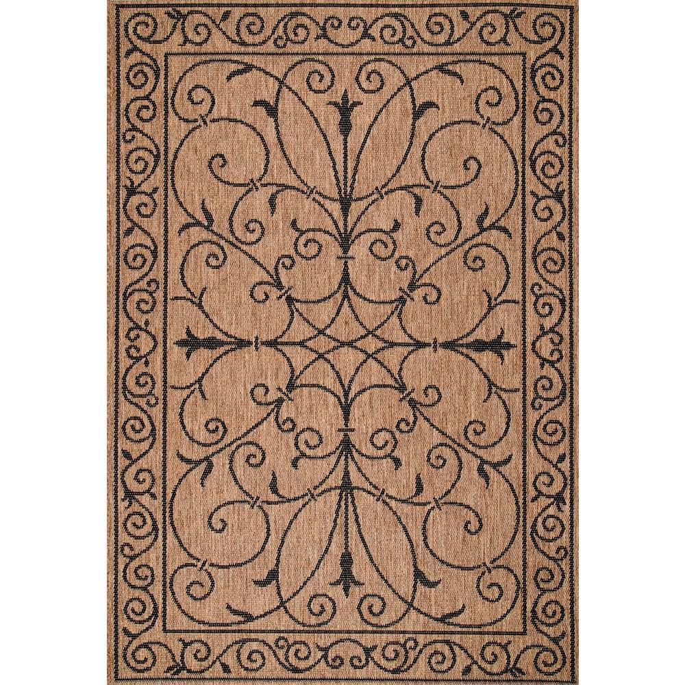 nuLOOM Kiah Medallion Brown 8 ft. x 11 ft. Patio Indoor/Outdoor Patio