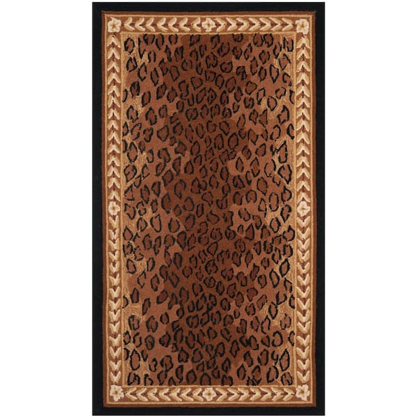 SAFAVIEH Chelsea Black/Brown Doormat 3 ft. x 4 ft. Animal Print Area Rug