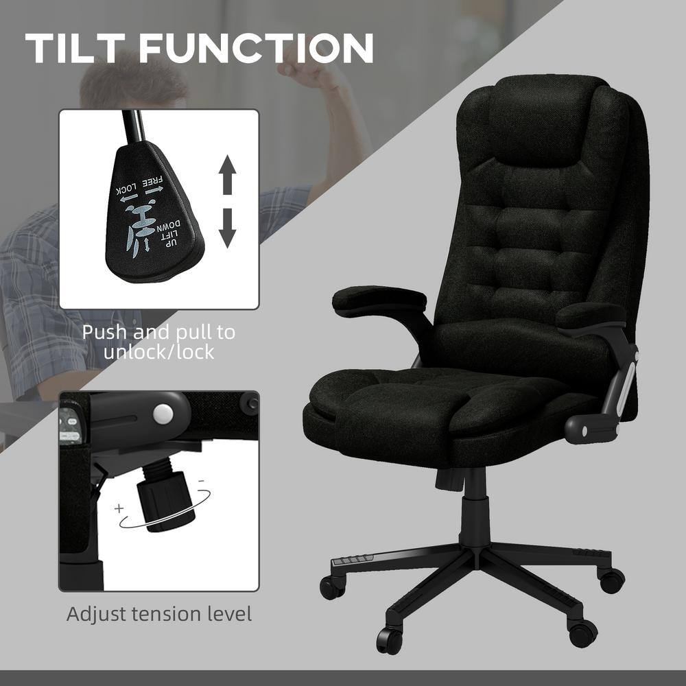 Black Fabric Massage Chair with Reclining Backrest - thumbnail 7