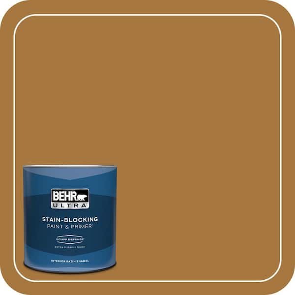 BEHR ULTRA 1 qt. #MQ4-6 Invitation Gold Extra Durable Satin Enamel Interior Paint & Primer
