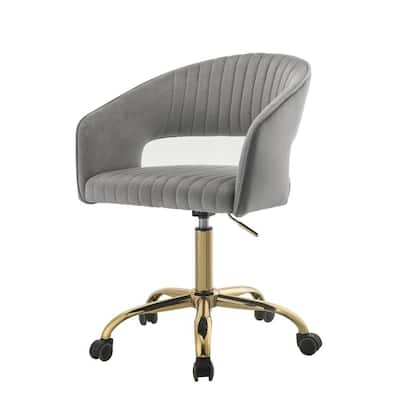 Hopi Gray Velvet and Gold Velvet Office Chair