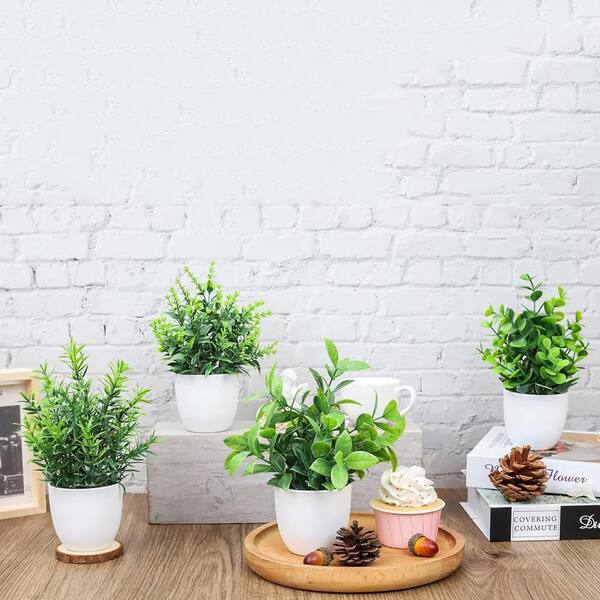 Unbranded Mini Artificial Plants in Pots Ornaments, 4 Pack L0B125R8XP
