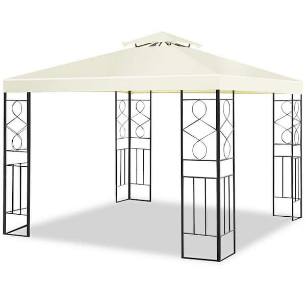 Unbranded 10 ft. x 10 ft. Cream White Patio Gazebo Canopy Tent