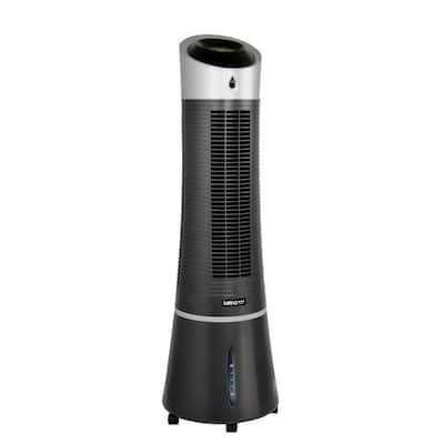 250 CFM 3-Speed 2-In-1 Compact Design Evaporative Cooler (Swamp Cooler) and Tower Fan for 100 sq. ft. - Black