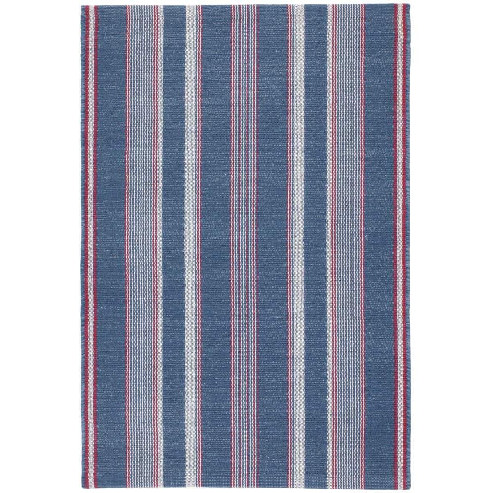DASH & ALBERT Camden Stripe Handwoven Cotton Denim 2 ft. x 3 ft. Indoor ...