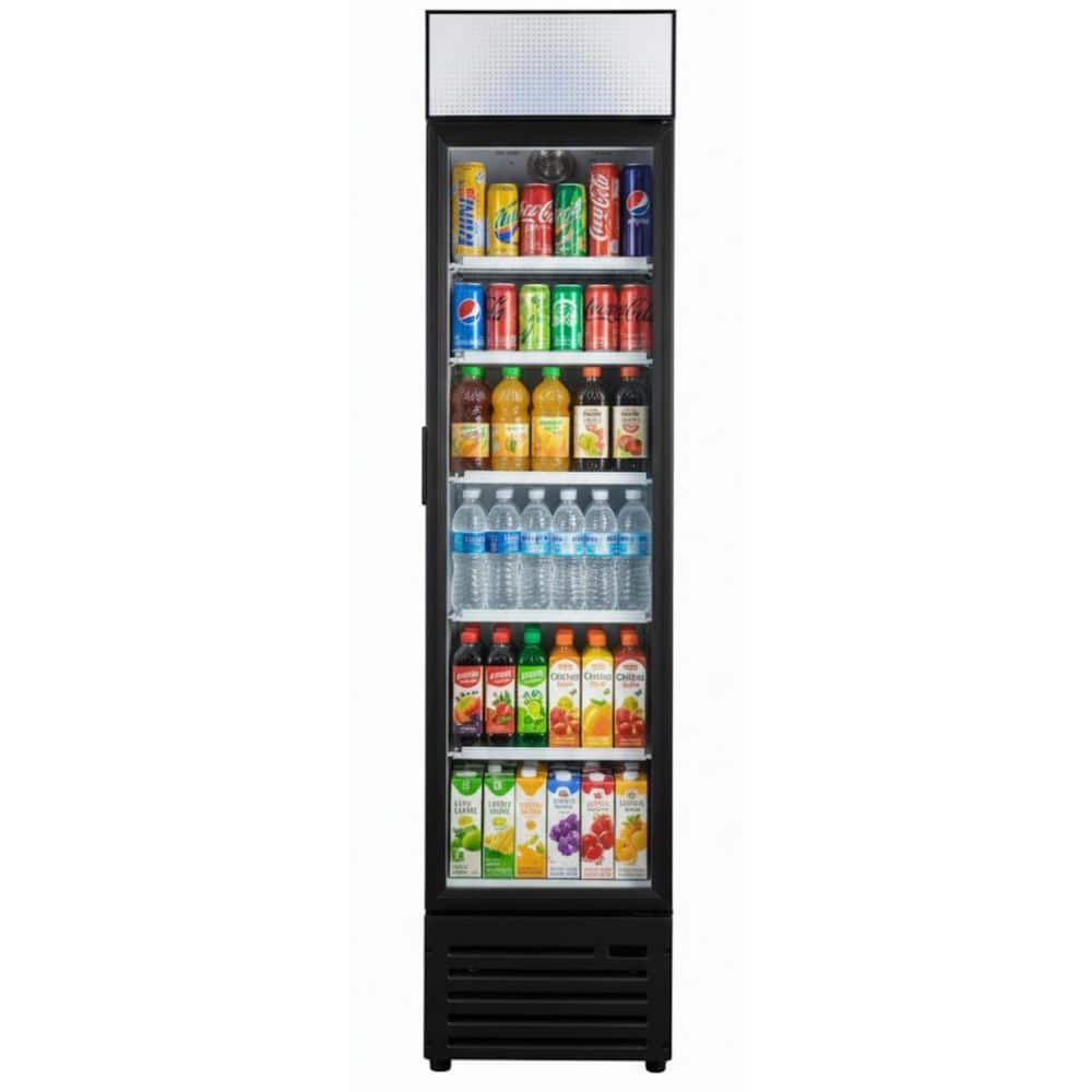 3.7 cu.ft Auto-defrost Commercial Narrow Glass Door Refrigerator in Black