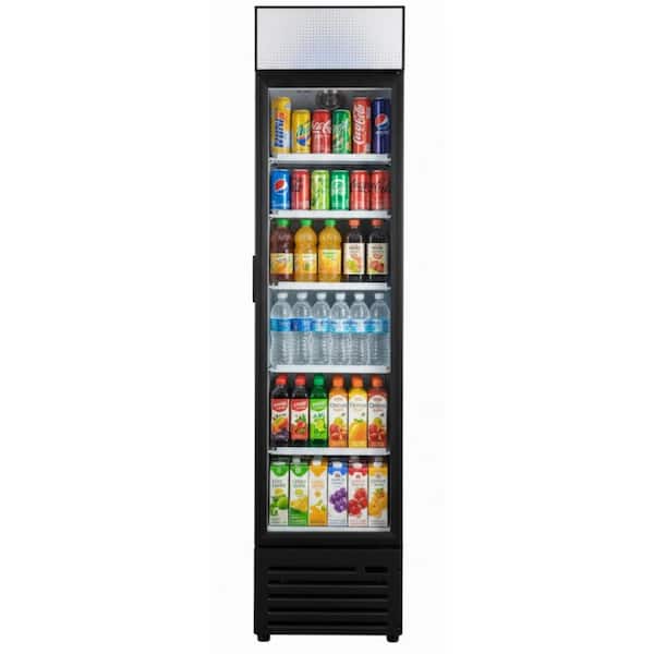 3.7 cu.ft Auto-defrost Commercial Narrow Glass Door Refrigerator in Black