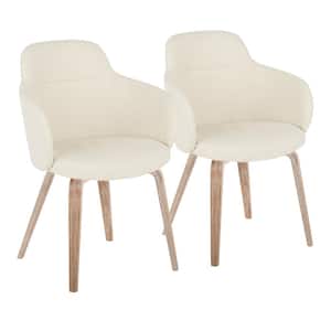 Boyne Cream Noise Fabric and White Wash Wood Arm Chair (Set of 2)