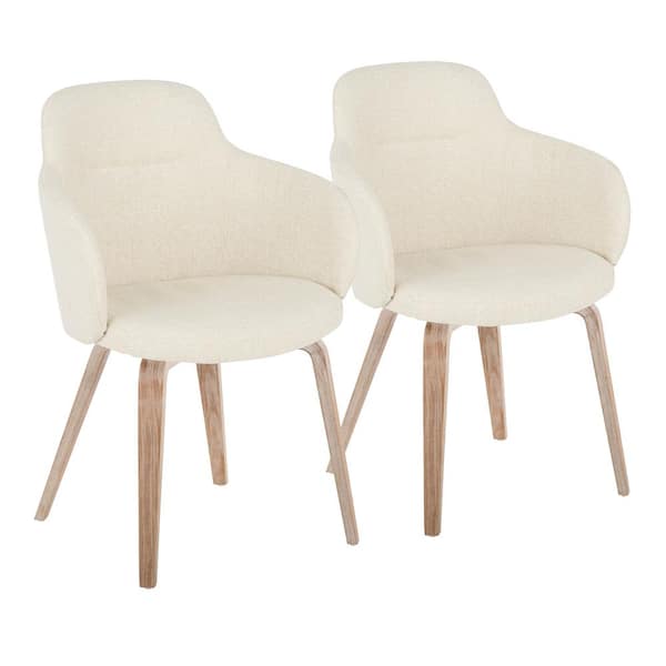 Lumisource Boyne Cream Noise Fabric and White Wash Wood Arm Chair (Set of 2)