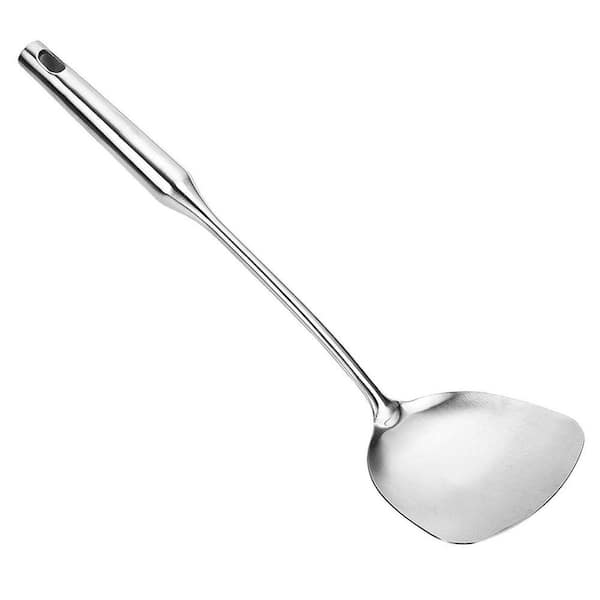 Stainless Steel Silver Metal Wok Spatula with Hollow Ergonomic Handle Dishwasher Safe Kitchen Utensil