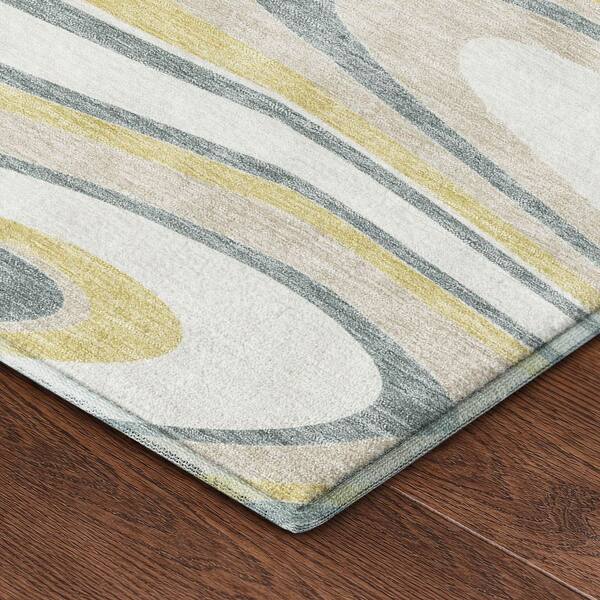 Mayfield Premium Machine Washable Abstract AMF2493 Ivory 5 ft. x 7 ft. 6 in. Area Rug