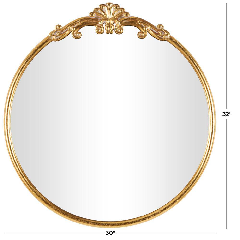 Litton Lane In X In Ornate Baroque Round Round Frameless Gold Wall Mirror The