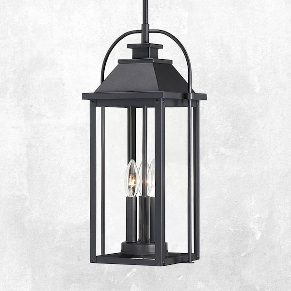 Silos 18.7 in. H 3-Light Black Outdoor Pendant Light