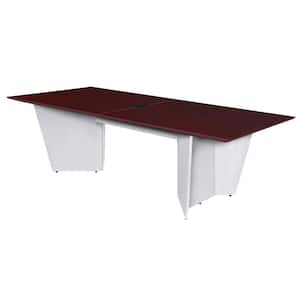 Exhibition 96 in. W Mahogany and White Executive Conference Table with Power Data Grommet Desk