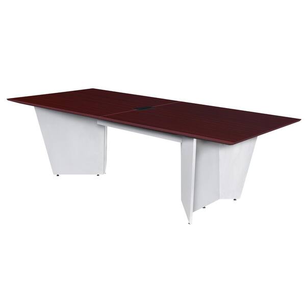 Regency Exhibition 96 in. W Mahogany and White Executive Conference Table with Power Data Grommet Desk
