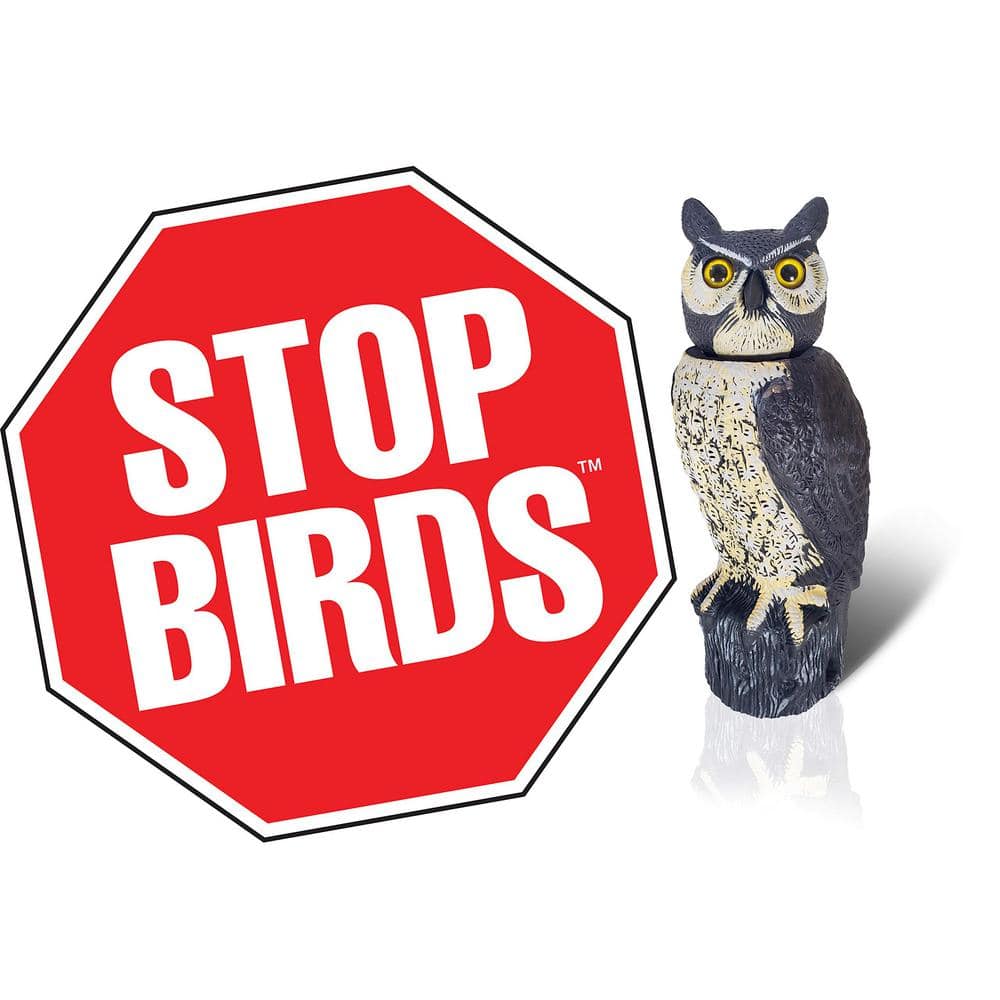 18" Solar-Powered Rotating Head Owl Pest Repellent Decoy
