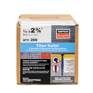 Titen Turbo 3/16-in x 2-3/4-in 6-Lobe Flat-Head Concrete and Masonry Screw, Blue (200-Pack)