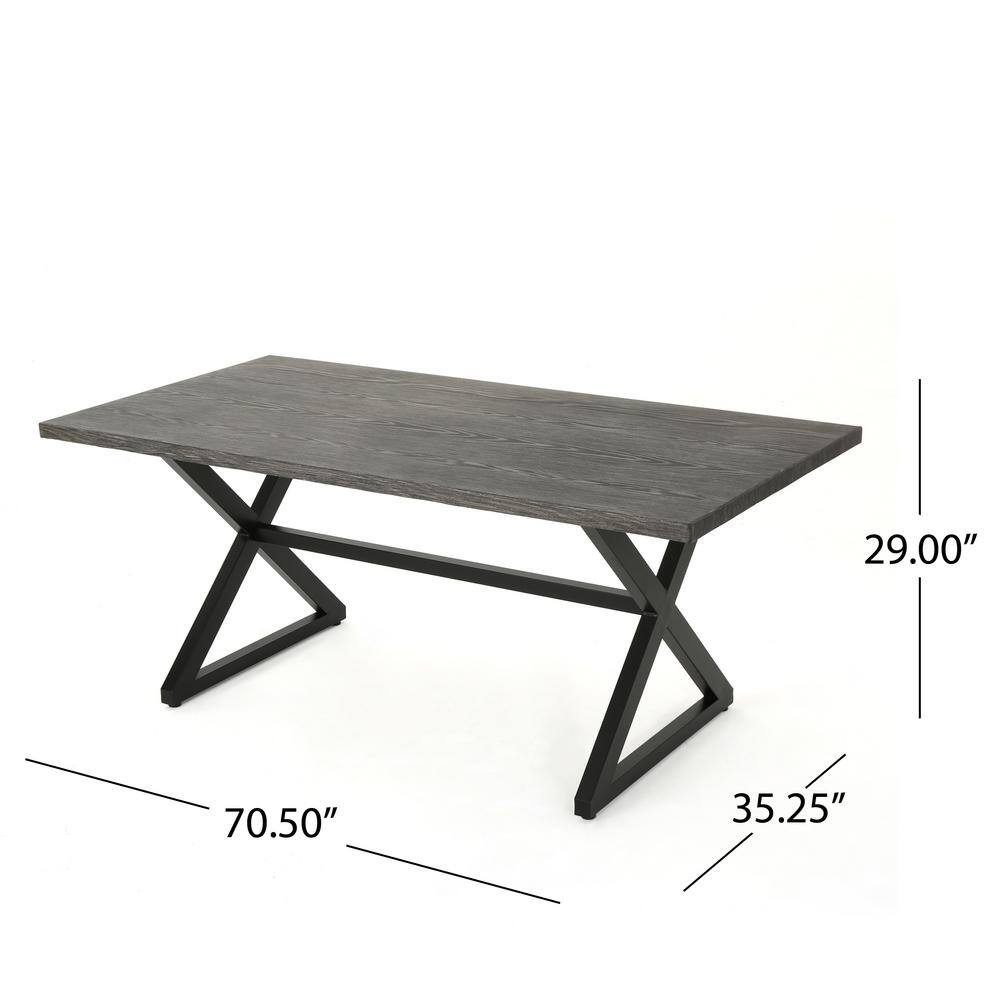 Modern 70.5" Grey Aluminum & Steel Patio Dining Table
