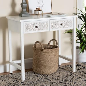 Yelena 33.5 in. White Rectangle Wood Console Table