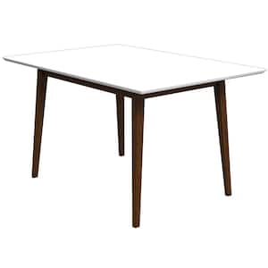 Imani 47 in. Rectangular Brown Mid Century Modern Style Solid Wood Walnut Frame and White Top Dining Table (Seats 4)