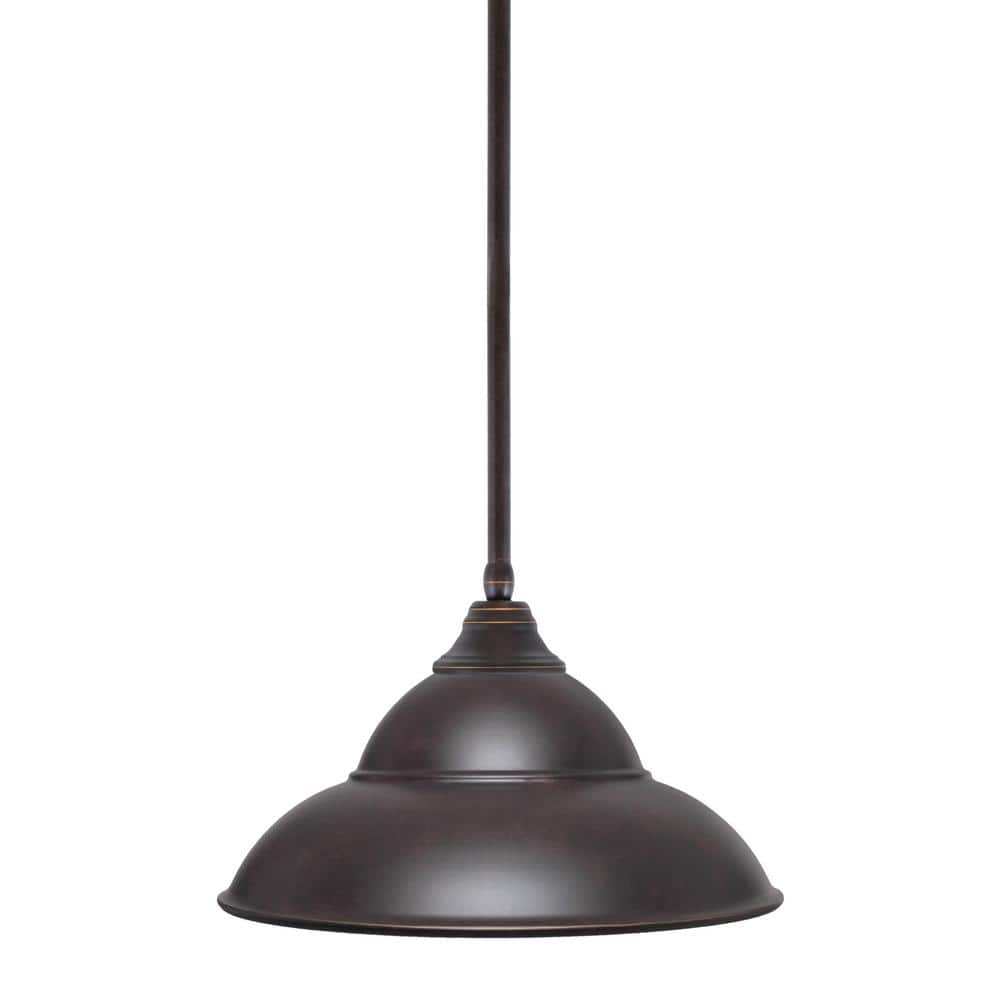 Sparta 100-Watt 1 Light Dark Granite Shaded Pendant Light with 16 in. Brush