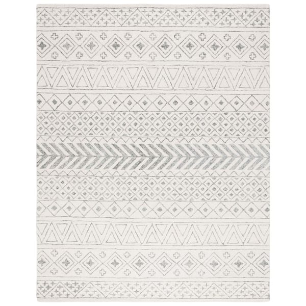 SAFAVIEH Metro Ivory/Grey 8 ft. x 10 ft. Striped Geometric Area Rug