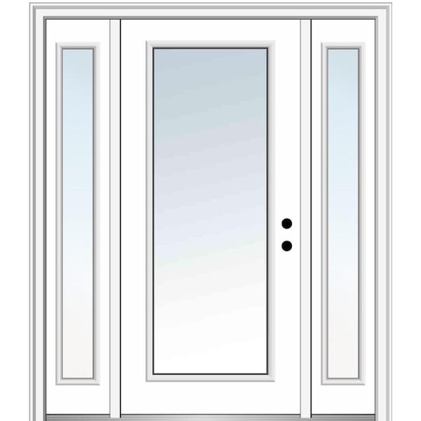 MMI Door 64.5 in. x 81.75 in. Classic Left-Hand Inswing Full Lite Clear Painted Steel Prehung Front Door with Sidelites