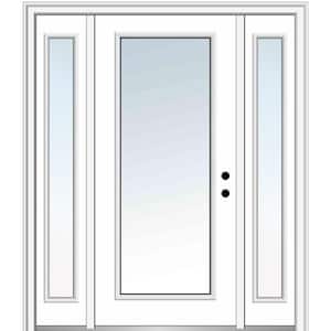 68.5 in. x 81.75 in. Classic Left-Hand Inswing Full Lite Clear Painted Steel Prehung Front Door with Sidelites