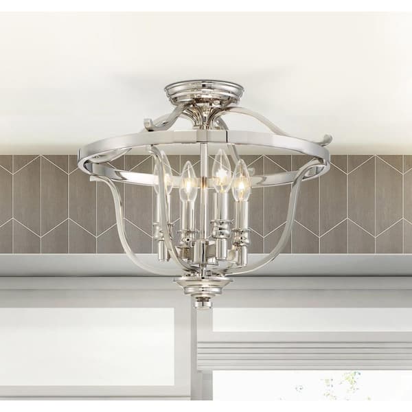 Audreys Point 4 Light Polished Nickel Semi Flush Mount