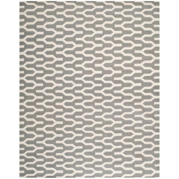 SAFAVIEH Dhurries Silver/Ivory 8 ft. x 10 ft. Area Rug