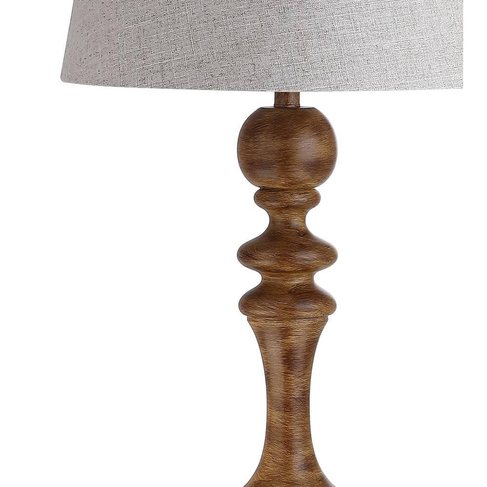 Taylor Rustic 67" Matte Brown Resin Floor Lamp with Gray Linen Shade